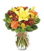 Fall Harvest Colored Rose and Lily bouquet