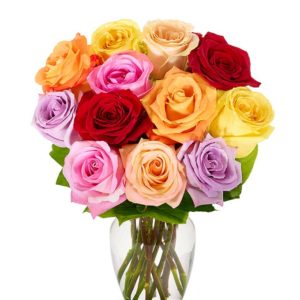 Rainbow Roses Bouquet with roses in different colours