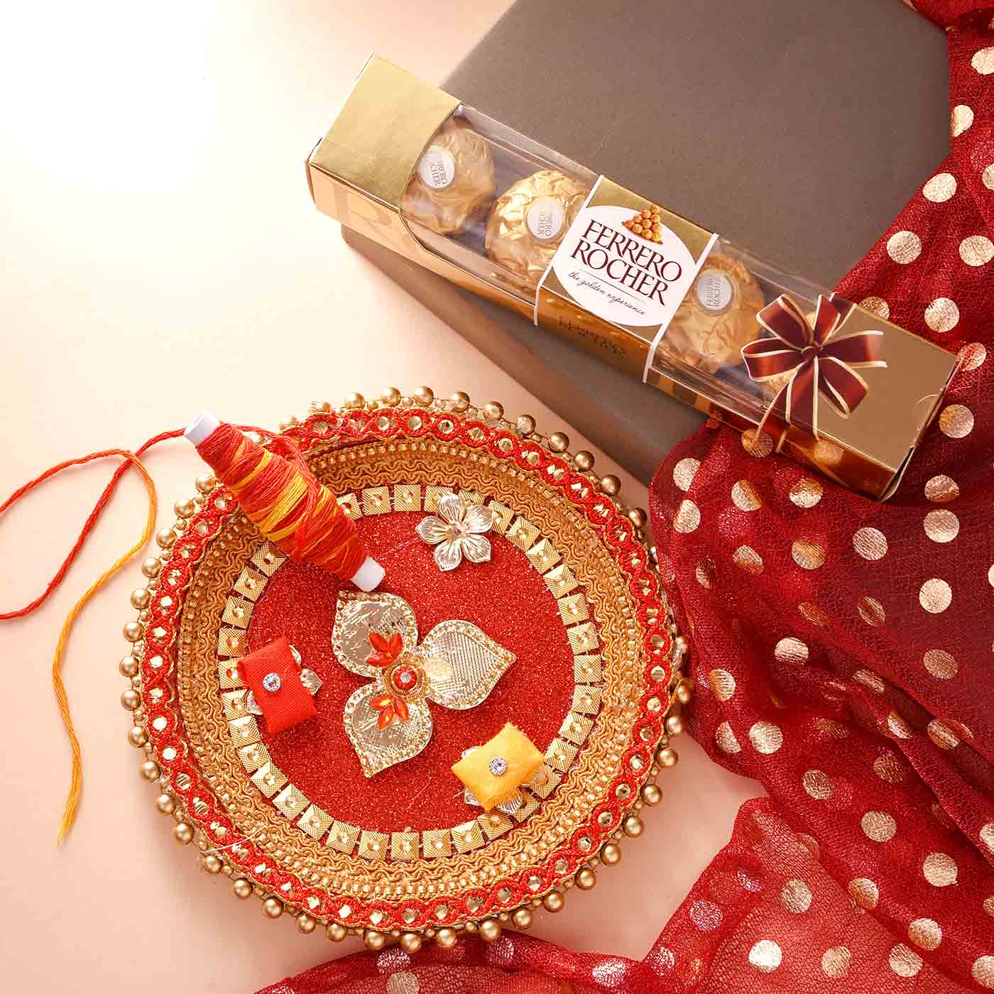 Bhai Dooj Combo With Pooja Thali & Ferrero Rocher