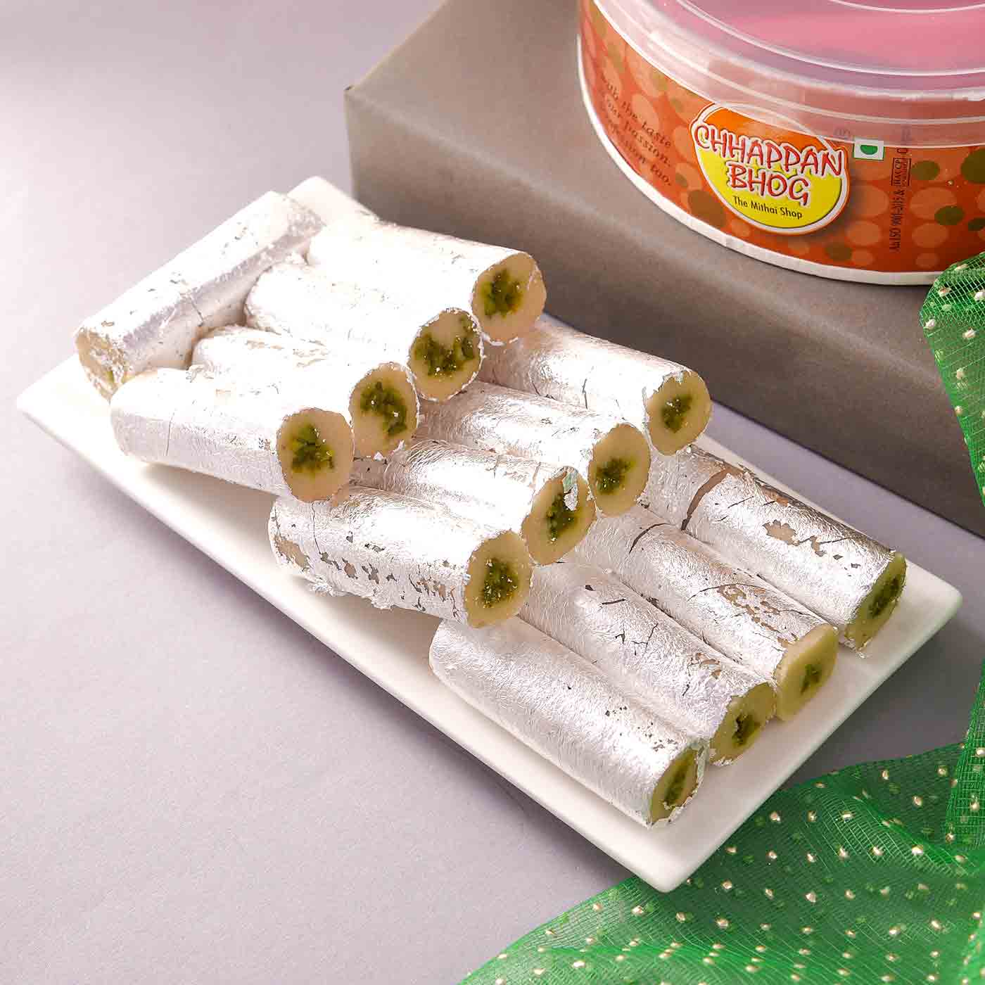 Sumptous Chappan Bhog Pista Roll