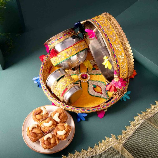 Karwachauth Thali & Badam Pinni Hamper - Image 2