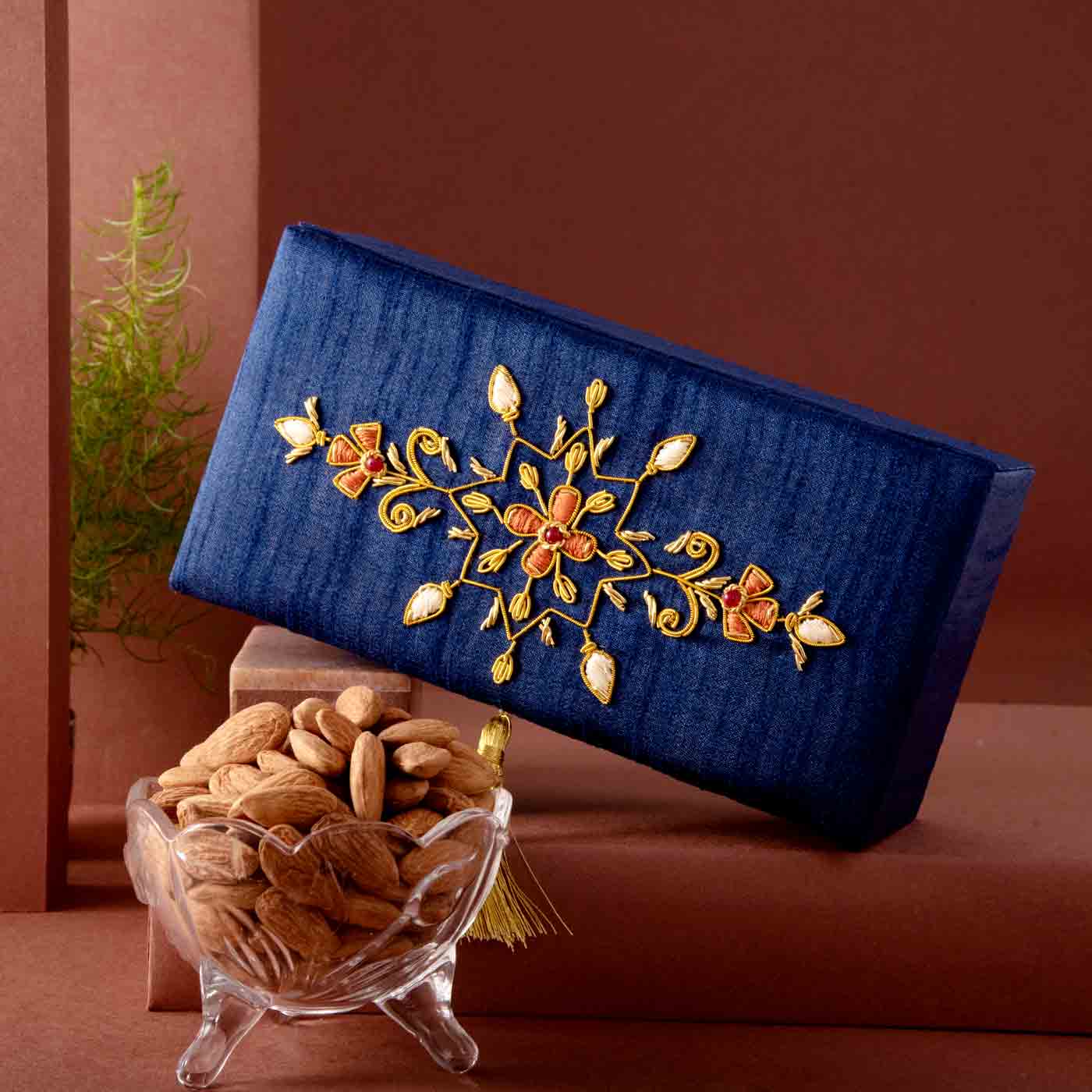 Embroidered Zari Jewellery Box  Gourmet Hamper