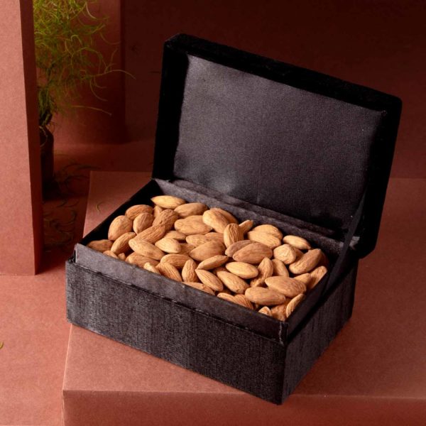 Hand Embroidered Zari Jewellery Box  & Premium Almonds Duo - Image 3
