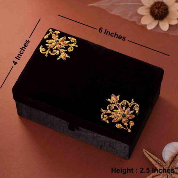 Hand Embroidered Zari Jewellery Box  & Premium Almonds Duo - Image 2