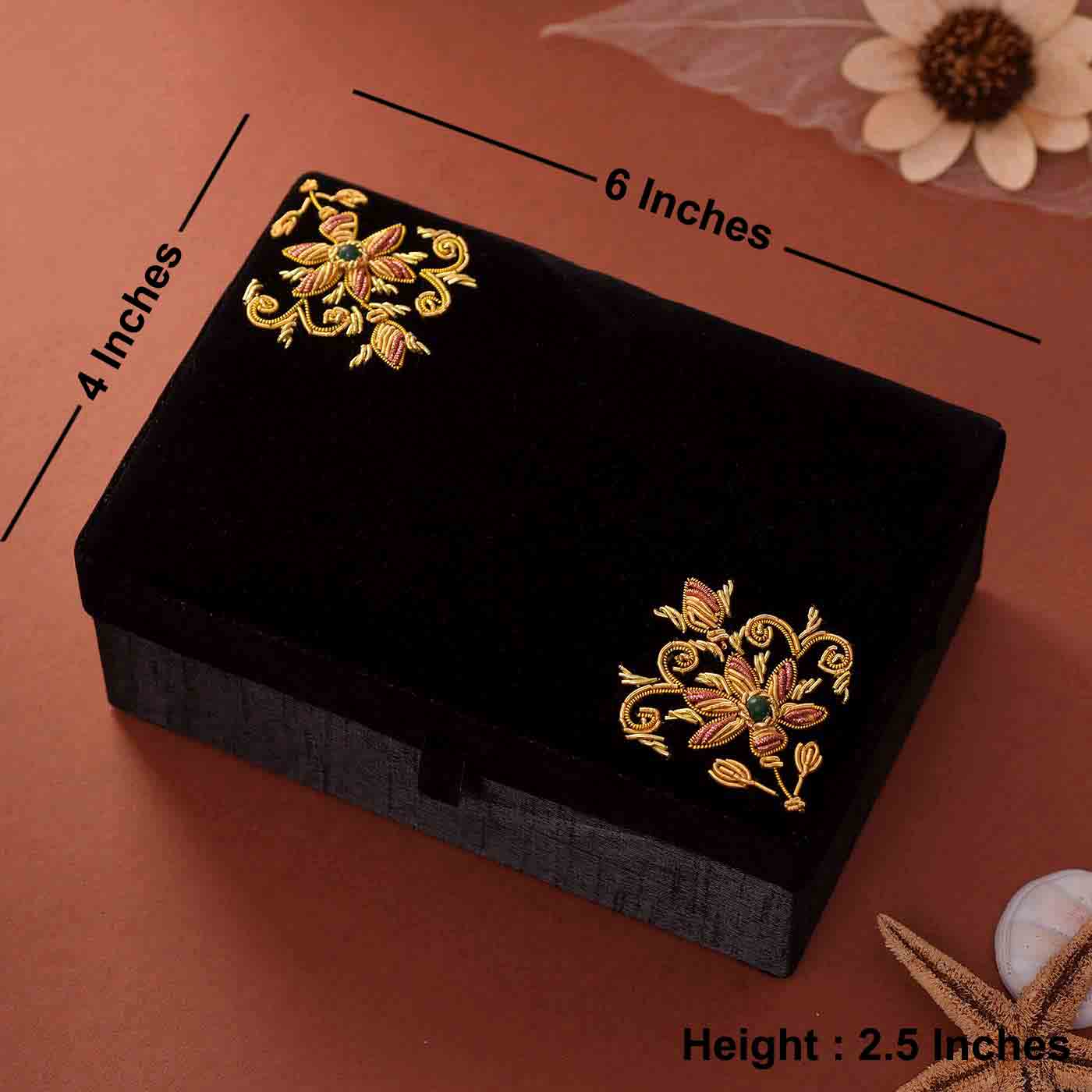 Hand Embroidered Zari Jewellery Box  & Premium Almonds Duo