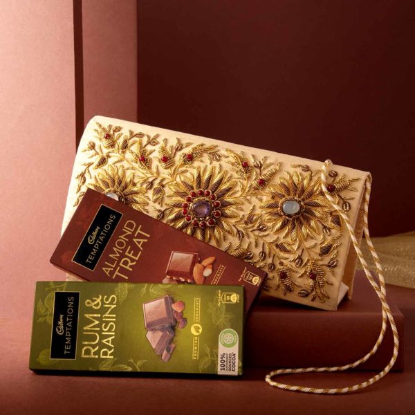 Hand Embroidered Zari Clutch-Temptation Hamper