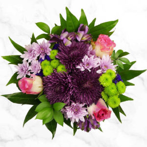 Parisian Palette Bouquet comprised of delicate shades of pink, purple and lavender colour flowers