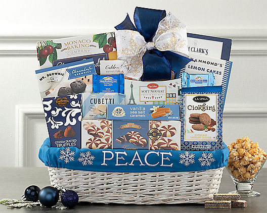 Peace on Earth Gift Basket with cakes, caramels, cookies, brownie, chocolates & more
