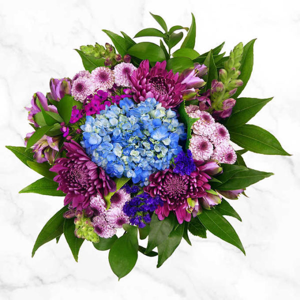 Tranquil Garden Bouquet with luscious blooms in shades of purple, lavender, and blue