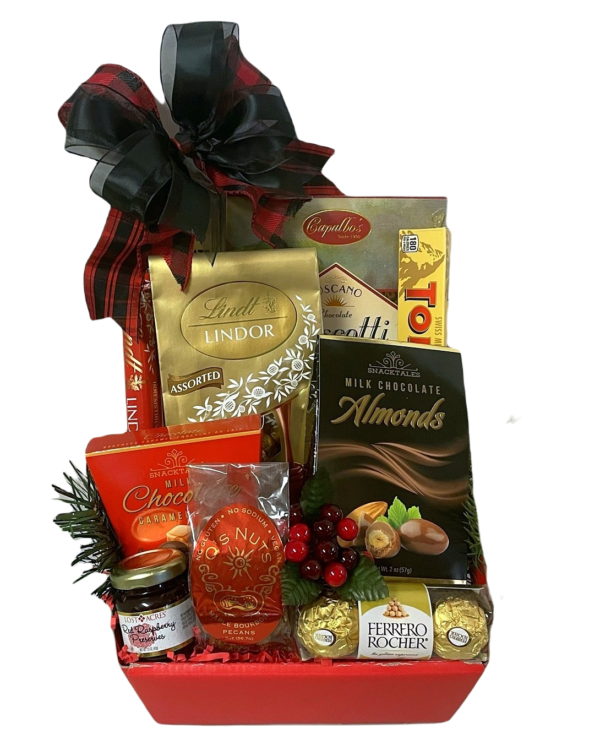 Xmas Berries gift hamper with chocolates, chocolate covered almonds, wafers & more