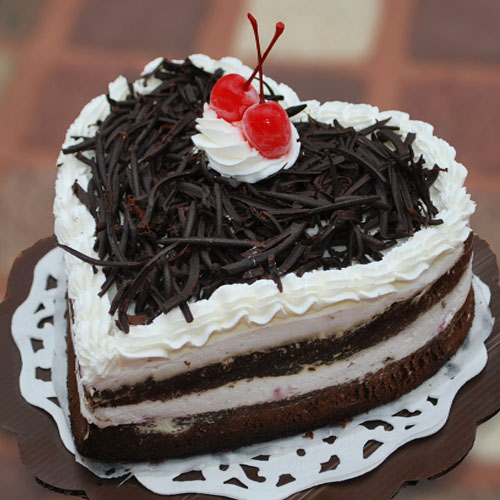 Heartshape Black Forest Cake - Same Day Delivery