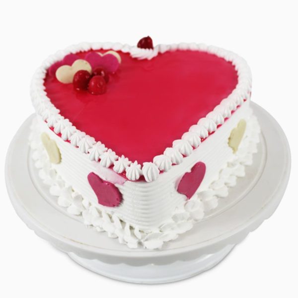 Heart shape Fresh Strawberry Cake with some great design on it
