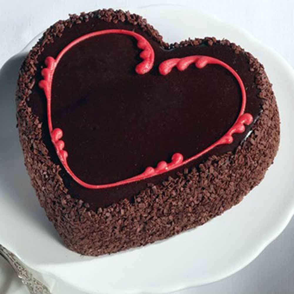 Chocolate Choco Chips Heart Shape Cake - Same Day Delivery