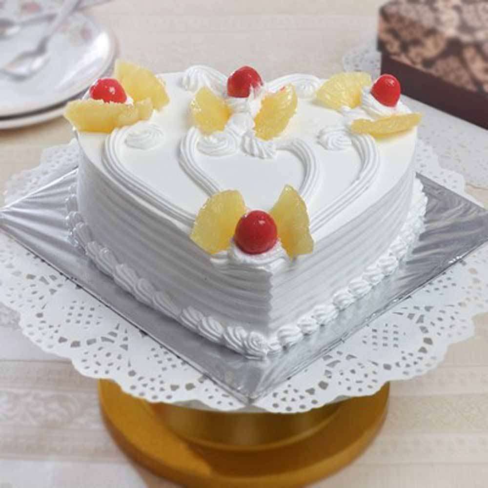 One Kg Heart Shape Pineapple Cake Treat - Same Day Delivery