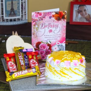 Birthday Card Hamper of Pineapple Cake and Assorted Chocolate Bars