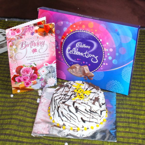 Vanilla Cake and Celebration Pack with Birthday Greeting Card