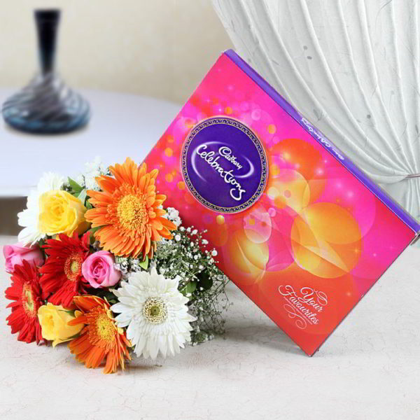 Mix Color of Roses and Gerberas with Celebration Pack - Same Day Delivery