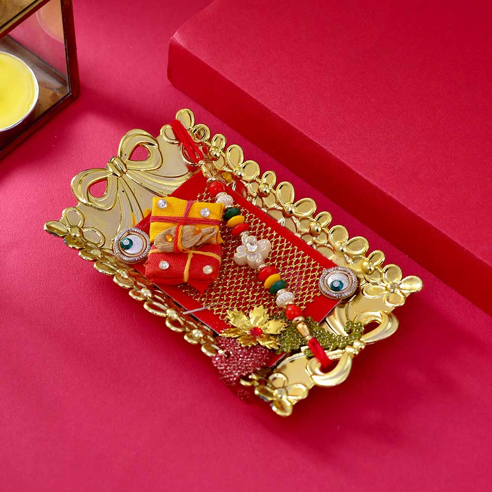 Bhaidooj Pooja Thali Tikka Tray & Assorted Chocolate Potli Pack