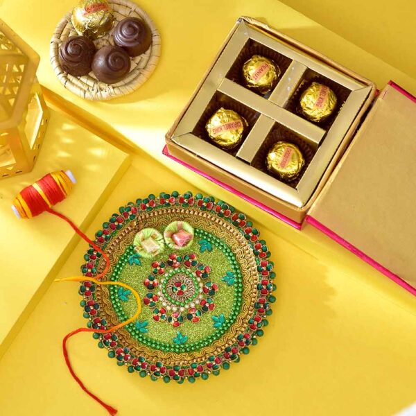 Bhaidooj Pooja Thali Handmade Chocolate Duo