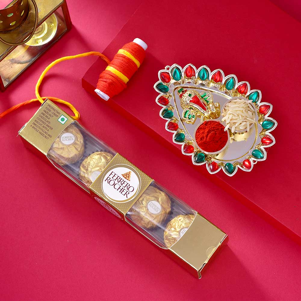 Ganesha  Bhaidooj Pooja Thali Ferrero Rocherr Duo