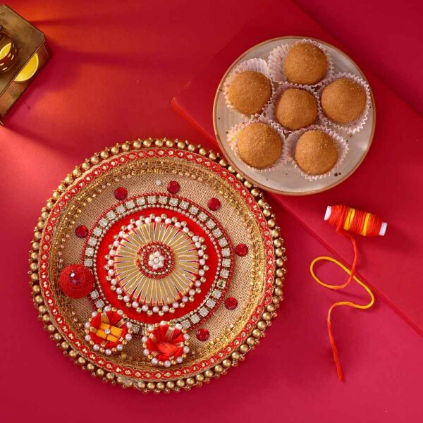 Bhaidooj Pooja Thali Besan Ladoo Duo