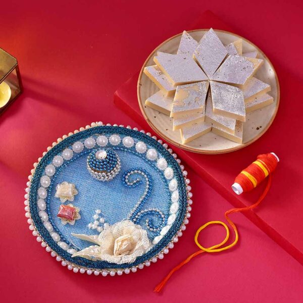Bhaidooj Pooja Thali Kaju Barfi Duo