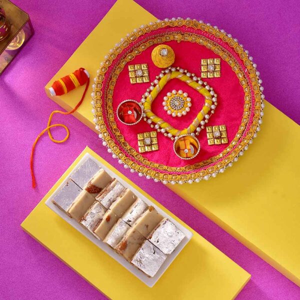 Bhaidooj Pooja Thali Kaju Anjeer Barfi Duo