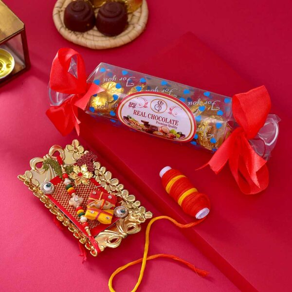 Bhaidooj Pooja Thali Tikka Tray & Assorted Chocolate Toffe Pack