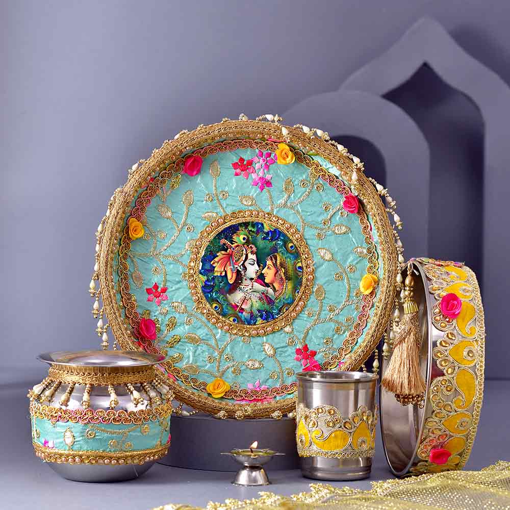 Radha Krishna Karwachauth PoojaThali