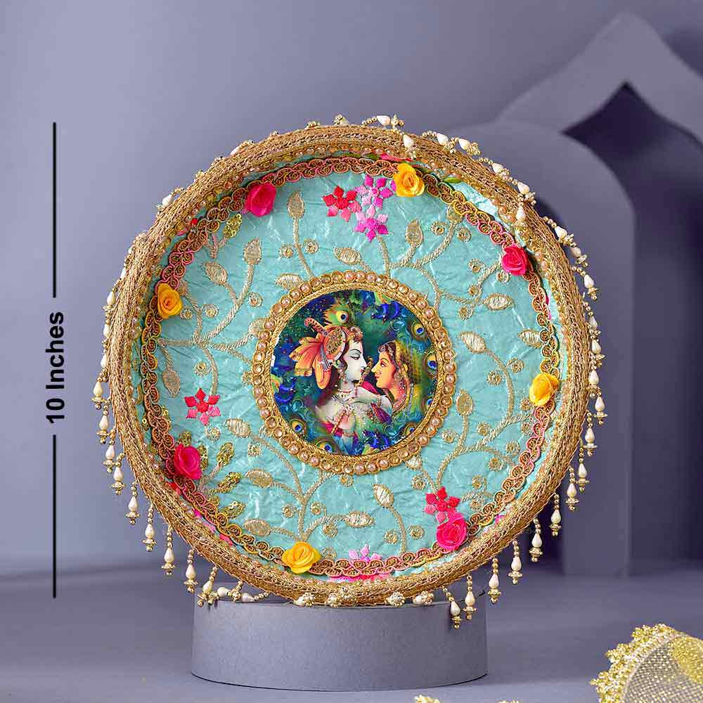 Radha Krishna Karwachauth PoojaThali & Kaju KAtli  Combo