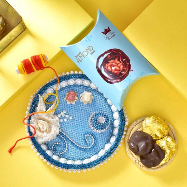 Bhaidooj Pooja Thali Handmade Chocolate Almond Rocks Combo