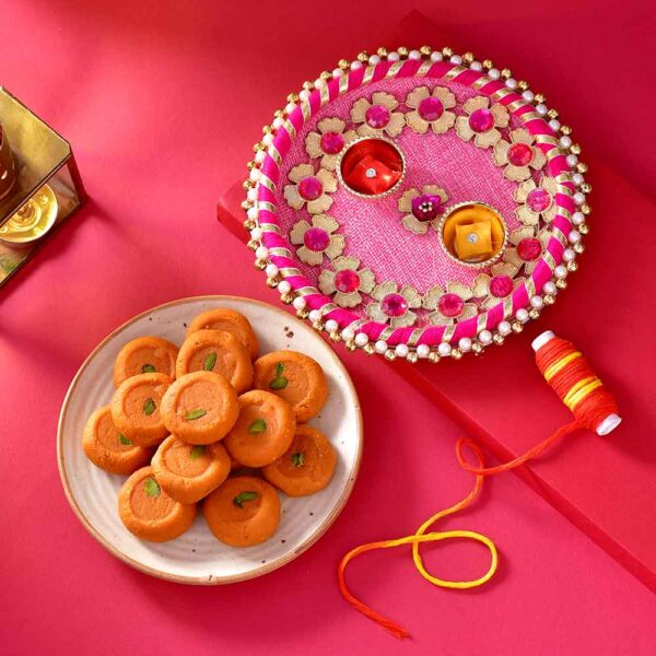 Bhaidooj Pooja Thali Kesar Peda Duo