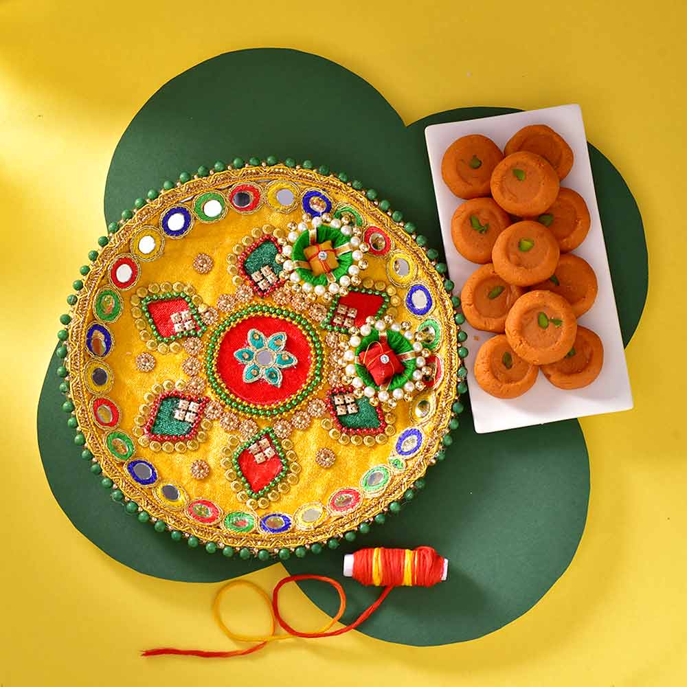 Bhaidooj Pooja Thali Kesar Peda Duo