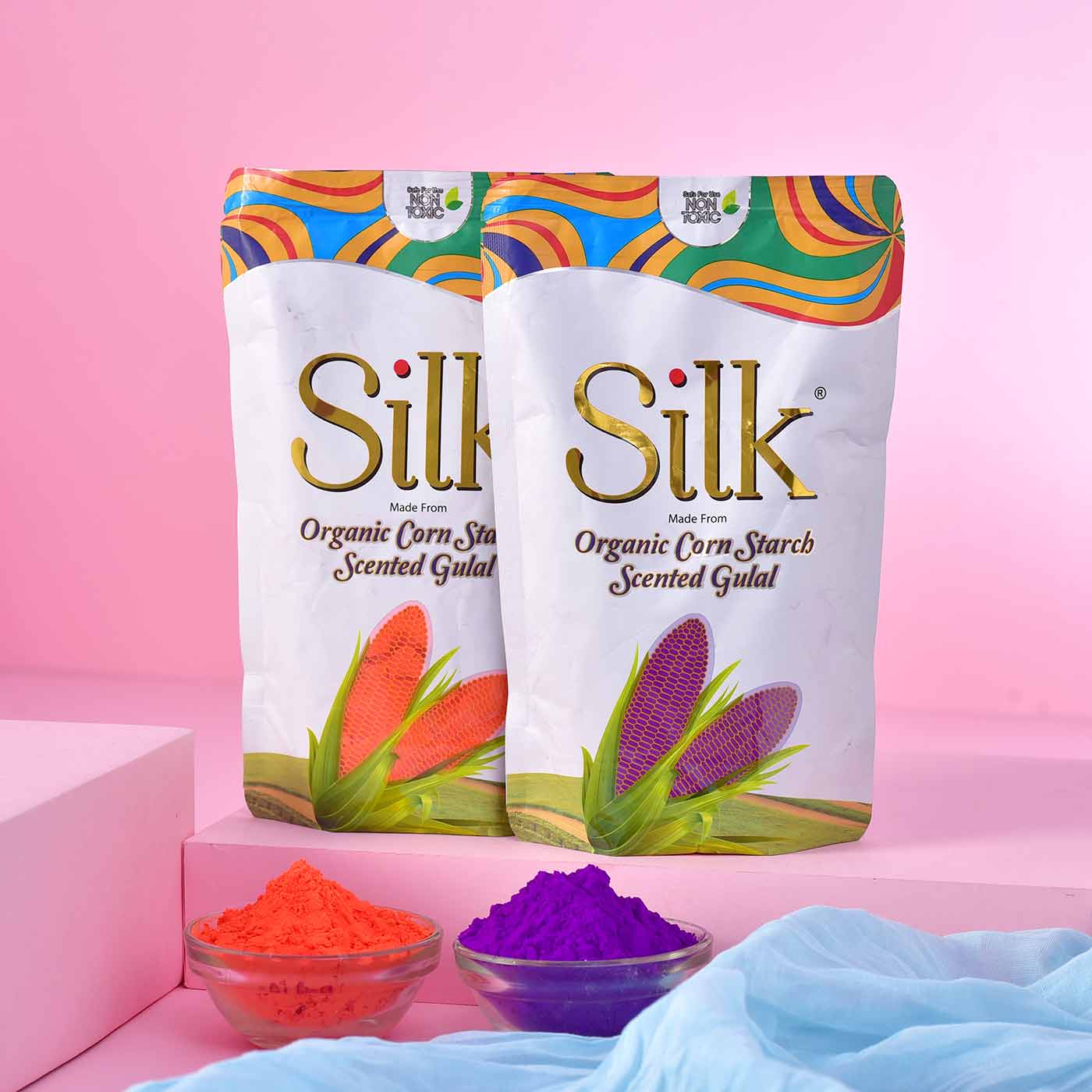 SILK  ORGANIC Corn Starch Scented Gulal & Paaghi Gujiyaq Duo