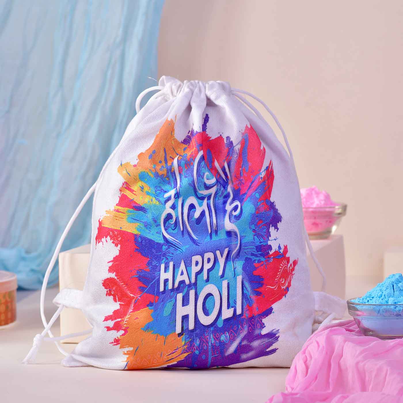 Holi Mask Gulal Potli Bag