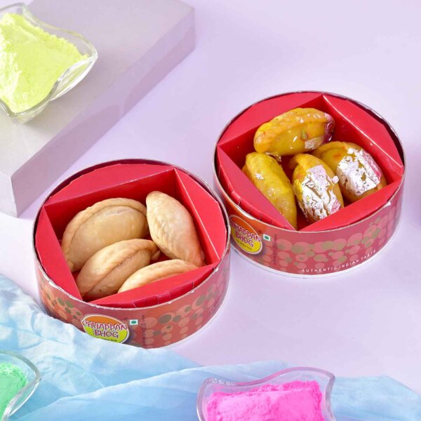 Neon Galaxy HERBAL Gulal Jar with Paghi & Dry Gujiya Trio - Image 2