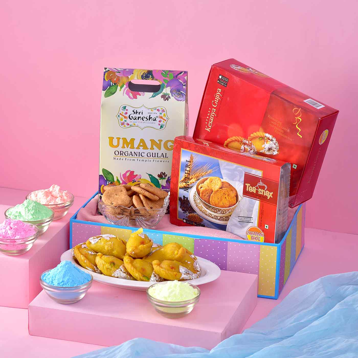 Snacks & Gujiya -Temple Flower ORGANIC Gulal Gift Pack