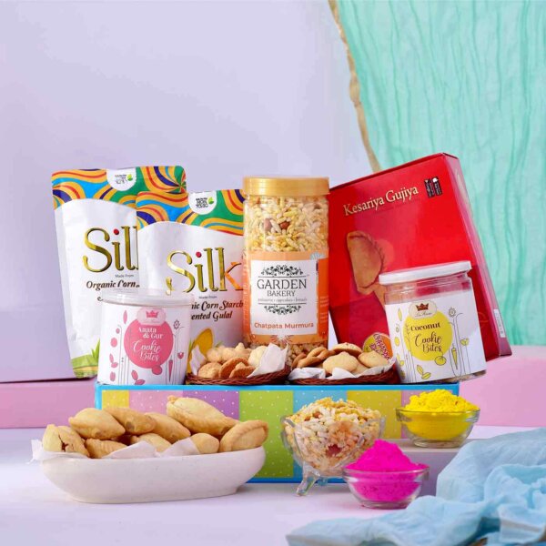 SILK  ORGANIC Corn Starch Scented Gulal & Gujiya Snack Hamper