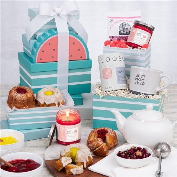TEA, CANDLE & BUNDT CAKES GIFT TOWER