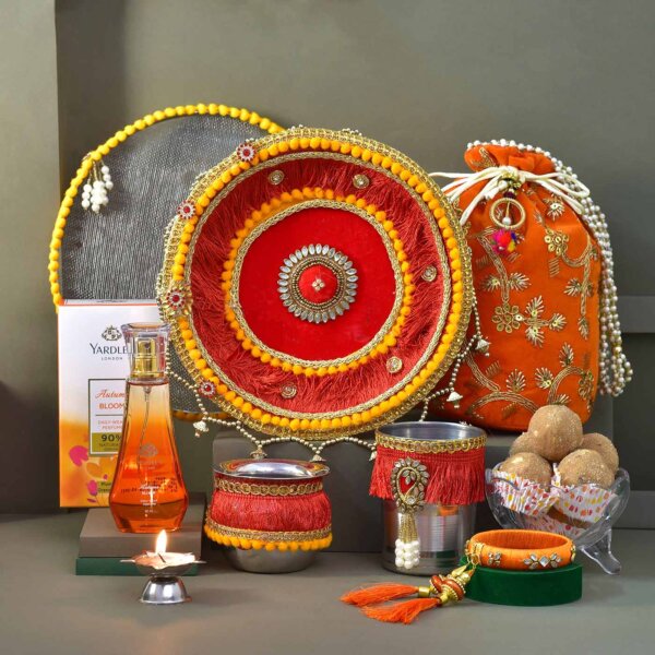 Karwachauth Thali, Sweet & Cosmetic Hamper