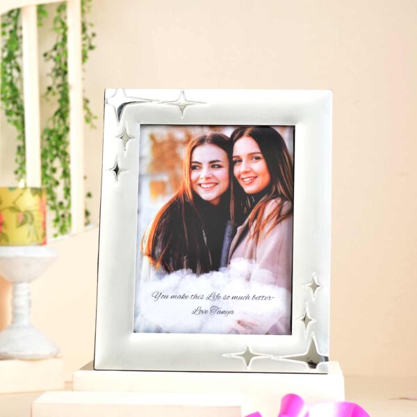 Personalized Silver frame & Perfume gift combo